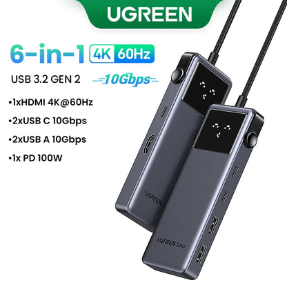 UGREEN Uno 7-in-1 USB HUB Type-C to 4K60Hz HDMI USB3.0 5Gbps RJ45 1000Mbps for MacBook Laptop Accessories Docking Station