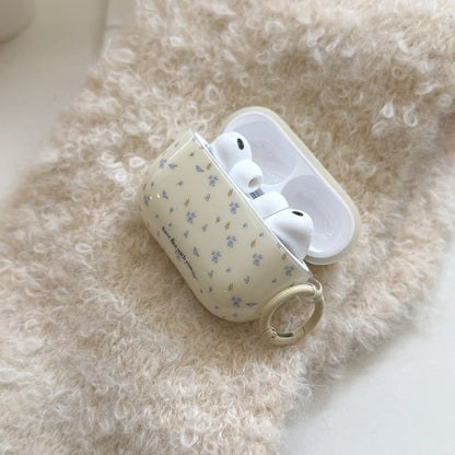 Korea Style Lovely Blue Flower Glossy Soft Silicone Earphone Case for Apple AirPods Pro 3nd Protective Cover for AirPods 4 Pro 2