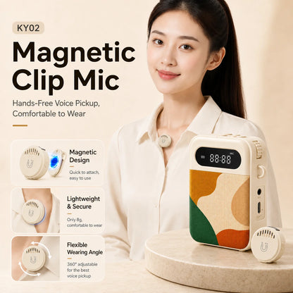 Voice Amplifier for Teachers, 20W Bluetooth 6.0 Speaker, Wireless Magnetic Clip Mic, Rechargeable for Classroom and Training