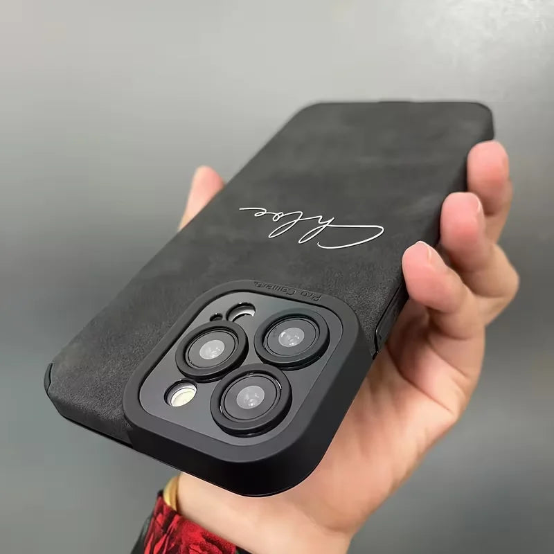 Personalized Customized  DIY Name Phone Case For iPhone 17 16 15 14 13 Pro Max Plus Stylish Faux Leather Shockproof Phone Case