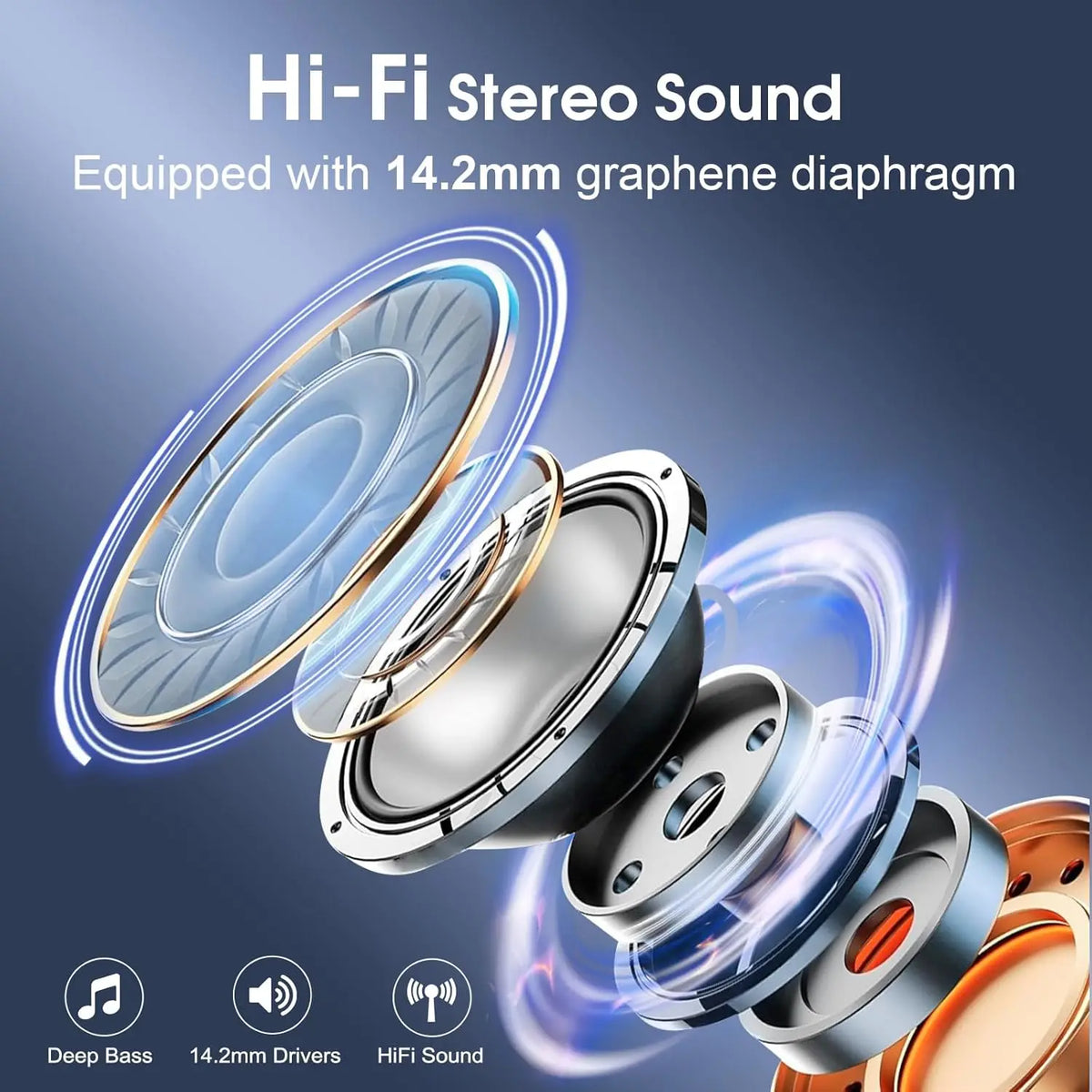 Sports Bluetooth Earphones Waterproof Wireless Headphones 75hrs Music with ENC Noise Cancellation Mic Soft Earhook TWS Earbuds