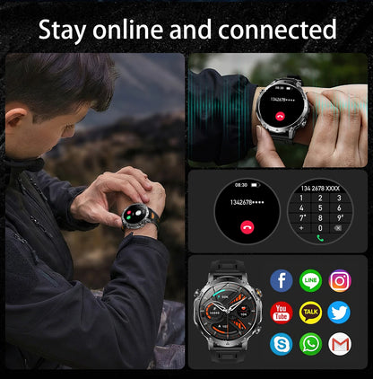LIGE TANK Ultra 1400mAh Battery Military Smart Watch 10ATM Waterproof Heart Rate Flashlight Sports Bracelet Smartwatch Men Lady