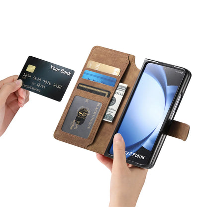 2 in 1 Detachable Cards Solt Wallet Flip Book Case For Samsung Galaxy Z Fold 6 5 5G Fold6 Fold5 Removable Bag Magnetic Cover