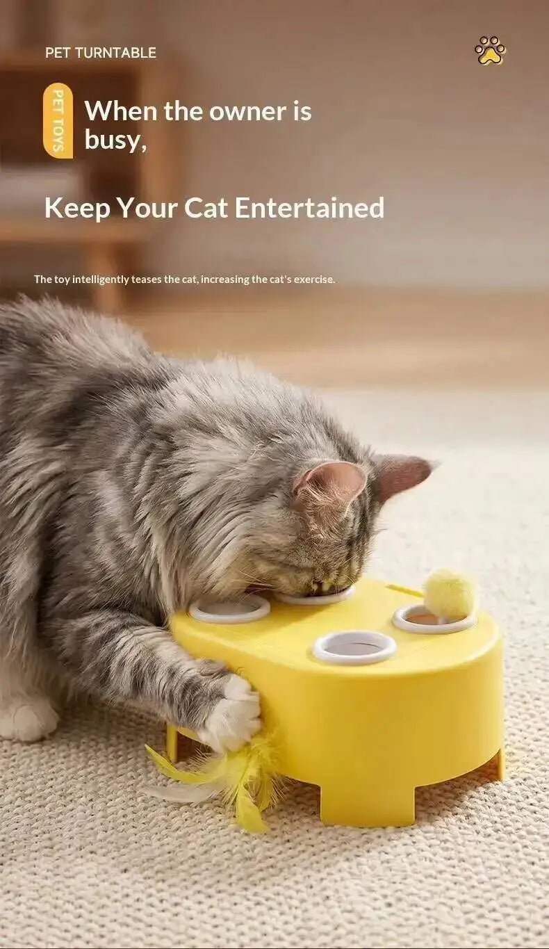Whack A Mole Smart Cat Toy Automatic Pop-Up Rechargeable Feather Toy for Cats Interactive Playing Kitten Training Pet Supplies