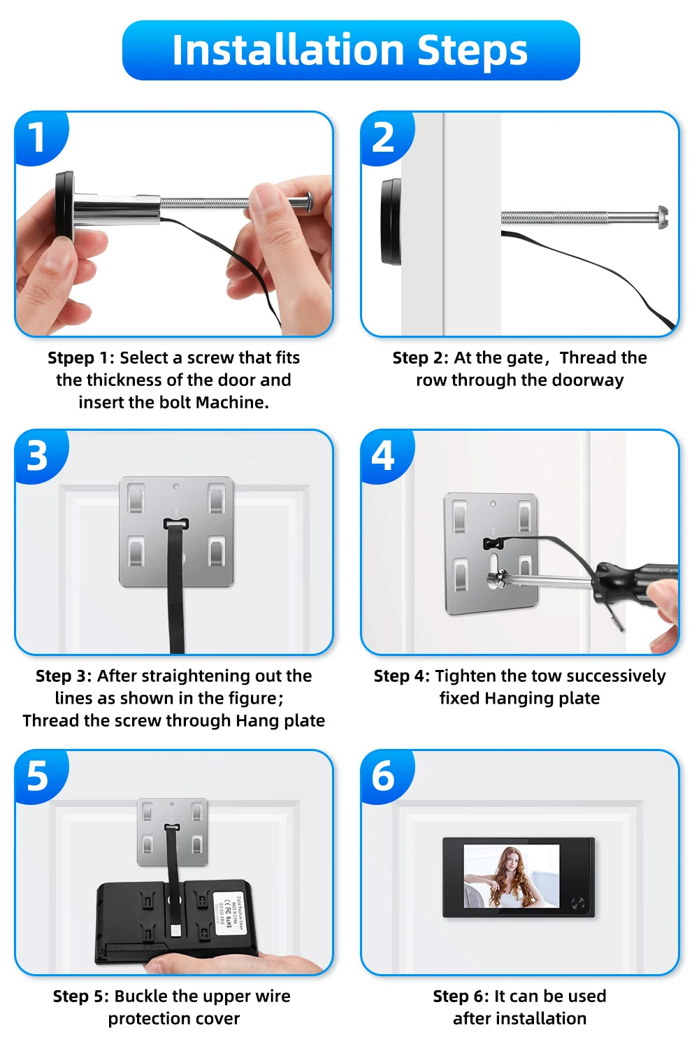 Awapow 3.5 Inch Doorbell Peephole Viewer Digital Door Camera 120° LCD 2 Million HD Pixels Cat Eye Door Bell Outdoor Monitor