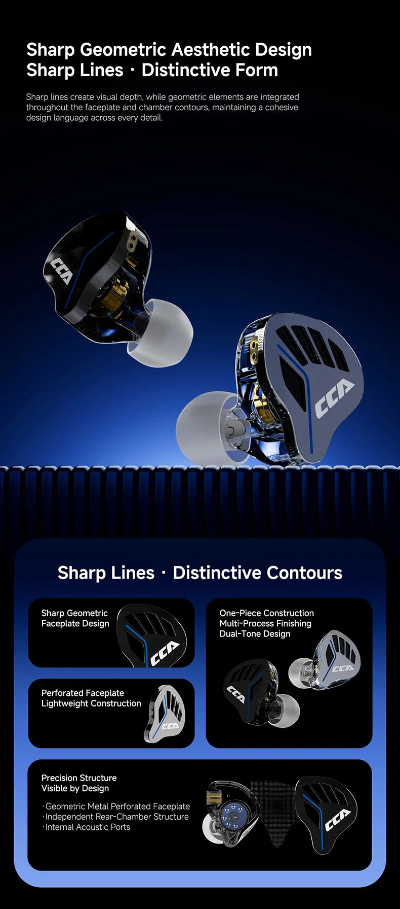CCA-akx Wired In-Ear Headphones for Live Monitoring, High-Quality HiFi, 3.5mm Interface with Dedicated Anchoring.