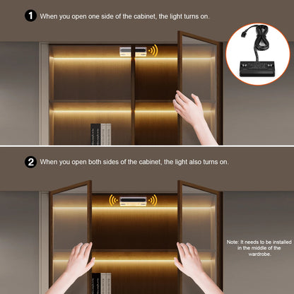 Door Motion Sensor COB Light Smart Switch LED Strip Night Light DIY Black PCB LED Tape Cabinet Wardrobe Lamp Staircase Backlight