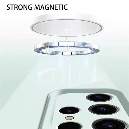 Solid Color For Magsafe Magnetic Wireless Charging Soft Silicone Phone Case For Samsung Galaxy S26 S25 Ultra  S23 S24 S22 Cover