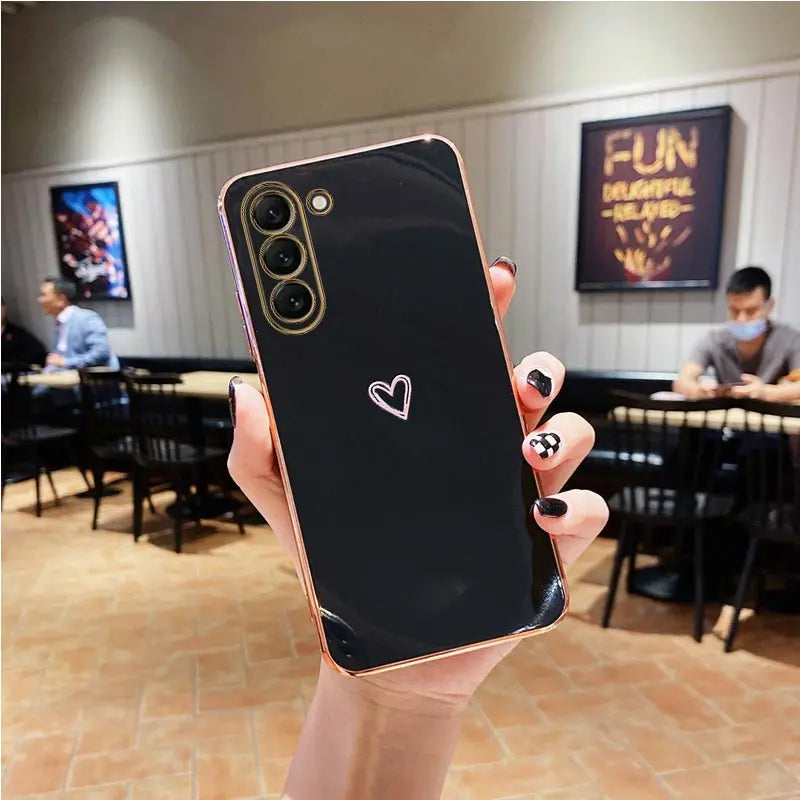 S 24 Love Heart Plating Phone Phone Case On For Samsung Galaxy S24 Plus S24 Ultra S24+ S24Plus S24Ultra 5G Luxury Back Cover