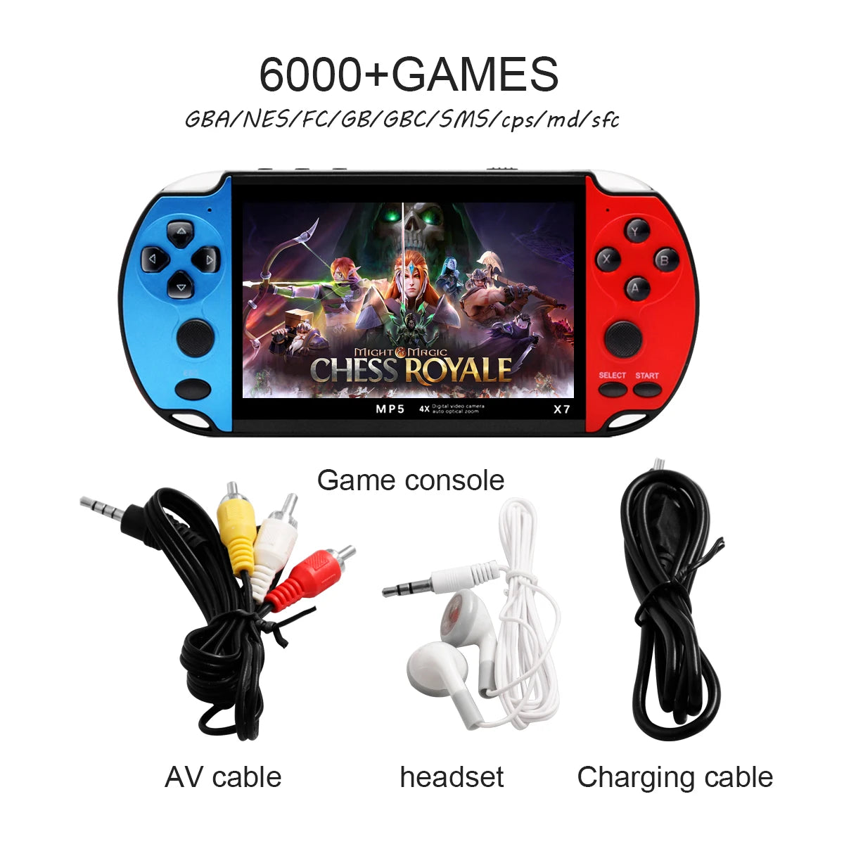 Retro X7 Handheld Game 4.3 Inch HD Large 8G Screen Classic Game Console Built-in 10000 Games Mini Handheld MP5 Video Game
