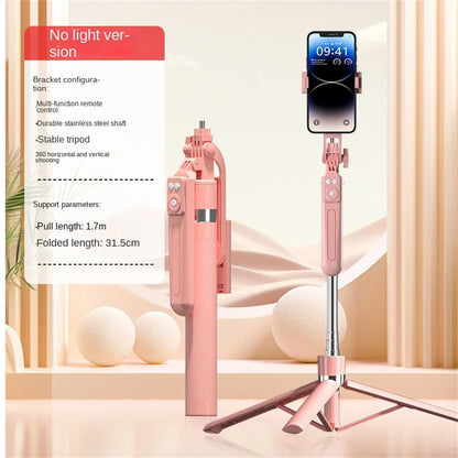 Roreta New 1.7M 360° Rotation Tripod for Smartphone Camera, Phone Holder with Bluetooth Shutter, Wireless Selfie Stick Brackets