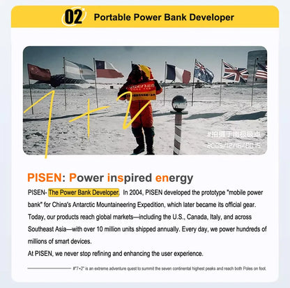 PISEN 45W Fast Charging Power Bank Built-in Dual USB-C Cable 10000mAh/ 20000mAh Mini Portable Powerbank For iPhone 17 Xiaomi