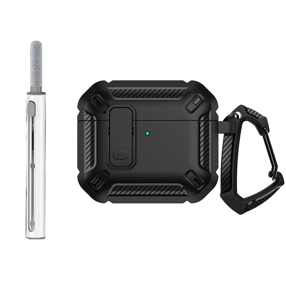 Security Lock Case For AirPods 4 4th Gen Cover TPU PC Protective Cases For Apple AirPods 5 Fundas Earphone Accessories With Hook