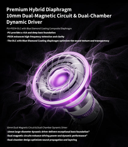 KBEAR Tourbillon-Pro TB-PRO In-Earphone 10mm DD High Resolution TypeC HIFI Wired Earbuds PU+PEEK+DLC Composite Diaphragm