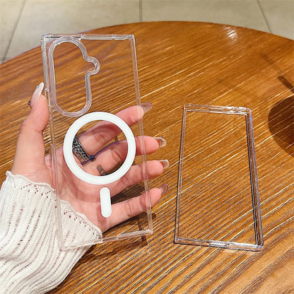 Clear Acrylic For Magsafe Magnetic Wireless Charge Case For Samsung Z Flip Z Fold 7 6 5 4 3 ZFlip7 Flip6 Shockproof Bumper Cover
