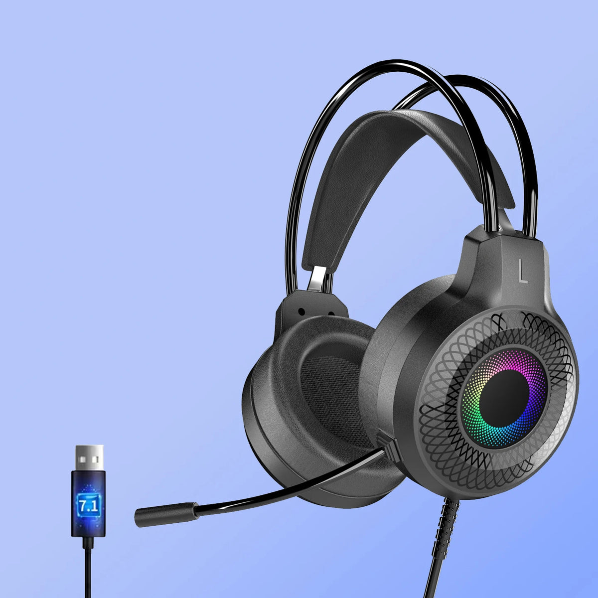 Goldpo G20 Gaming Headphones For PC/PS4/PS5 7.1 Surround RGB Gaming Headset Gamer USB Wired Headphones with Noise Cancelling Mic