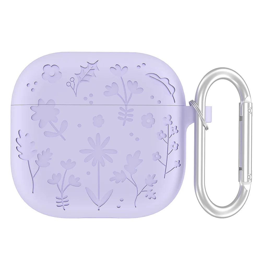 2025 New Flora Engraved Case for AirPods 4 Cover Shock-Proof Protective Silicone flower with Keychain for Apple Airpods 4 Case