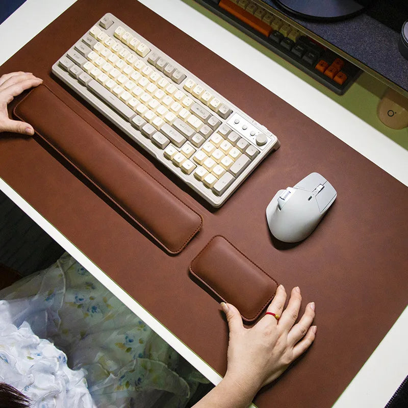 Desk Mat Waterproof PU Mouse Pad Large Mousepad Laptop Non-slip Desk Pad Keyboard Mats Mouse Mat Mouse Wrist Guard Three Pieces