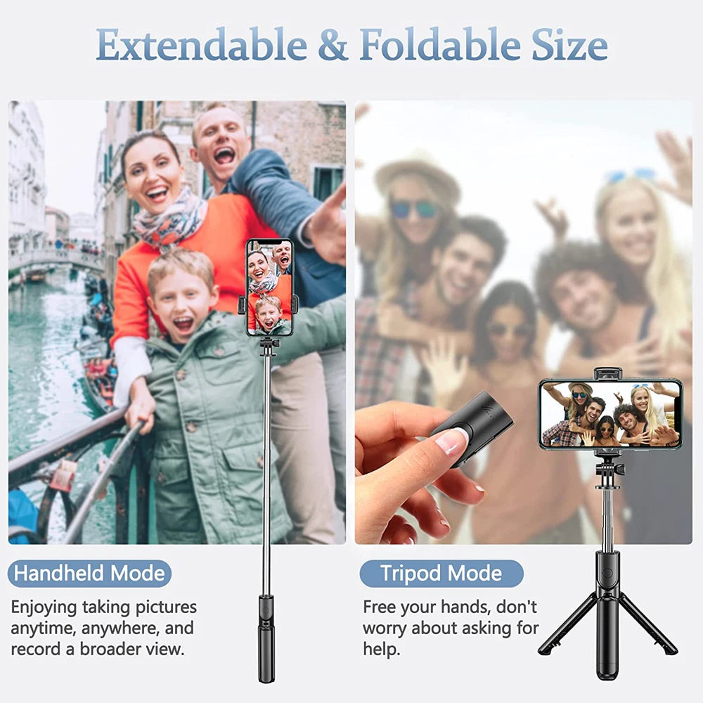 Bluetooth Selfie Stick Mobile Phone Holder Retractable Portable Multifunctional Mini Tripod With Wireless Remote Shutter