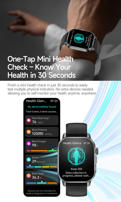 New Men Accurate Health Diagnosis ECG Smart Watch Blood Pressure Blood Oxygen Blood Fat Uric Acid Temp Bluetooth call Smartwatch