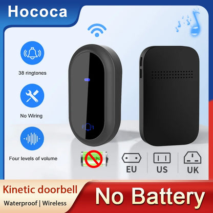Outdoor Waterproof Long-Distance Self Powered Wireless Doorbell Without Battery Household RF433 Kinetic Door Bell