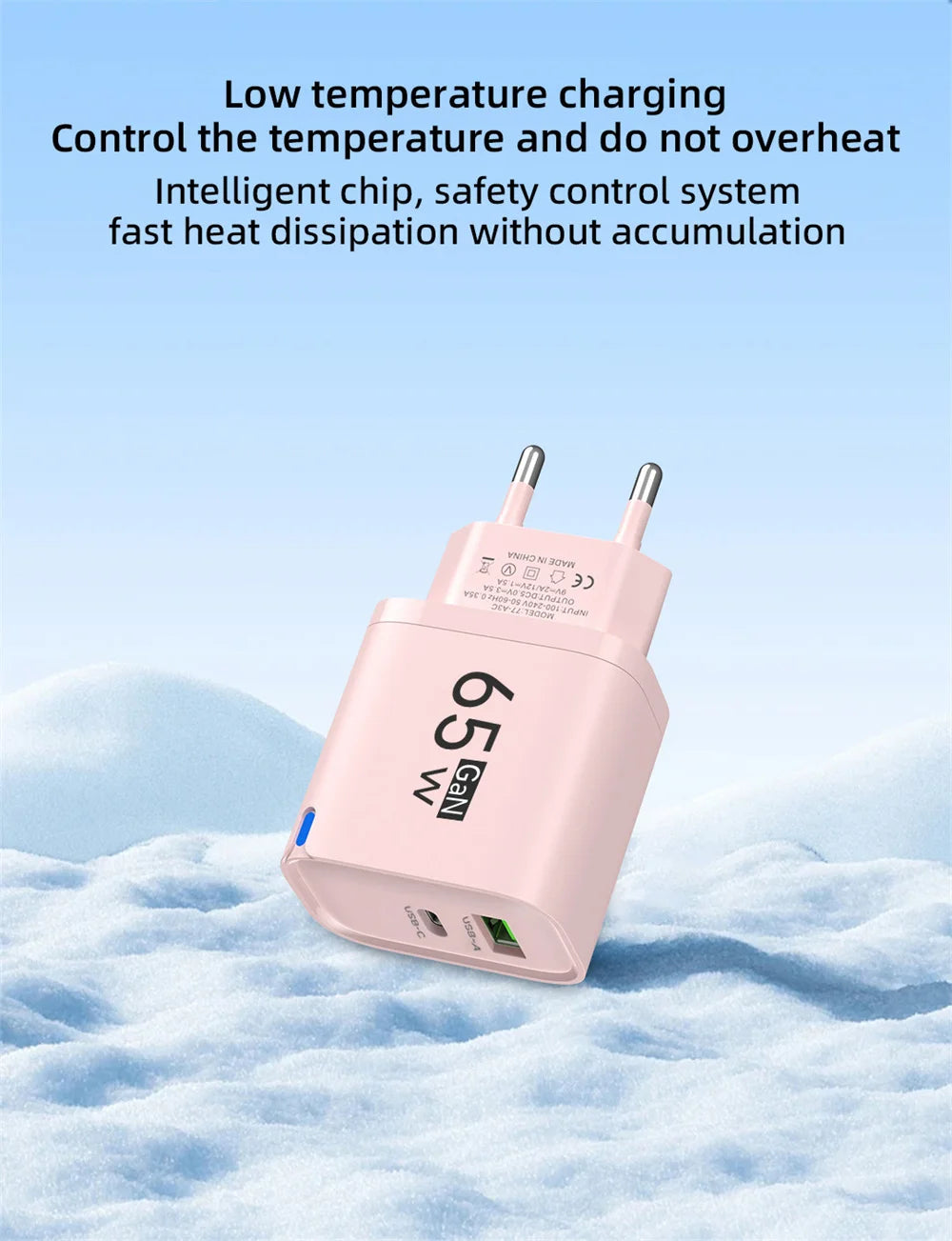 65W USB-C Fast Charger PD Type-C Dual Ports Mobile Phones Charging Adapter EU US UK Plug For iPhone Samsung Xiaomi