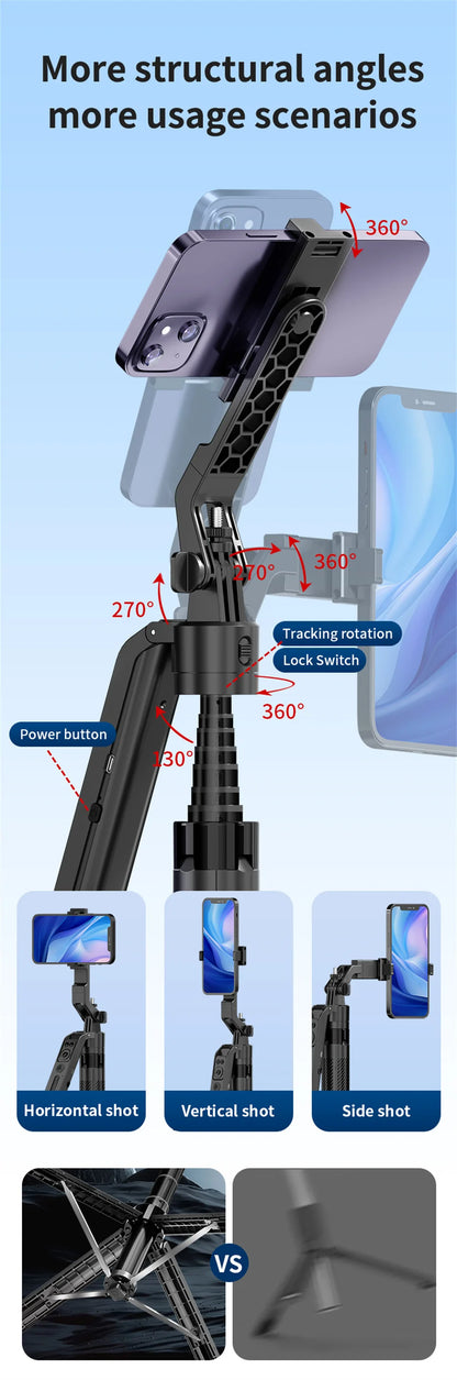 COOL DIER C12 AI Tracking Gimbal Tripod Gimbal Stabilizer Wireless Selfie Stick Foldable Holder With Bluetooth Shutter For Live