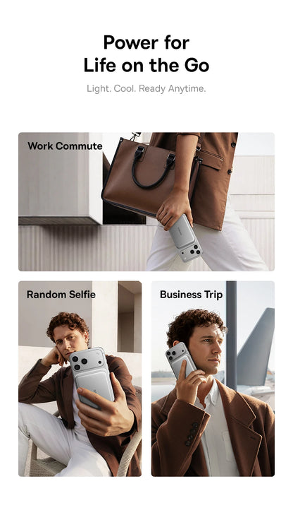 Baseus Qi2.2 Magnetic Power Bank 30W USB-C & 25W Wireless Charging 10000mAh Card-Slim NFC Battery Monitoring for iPhone Samsung