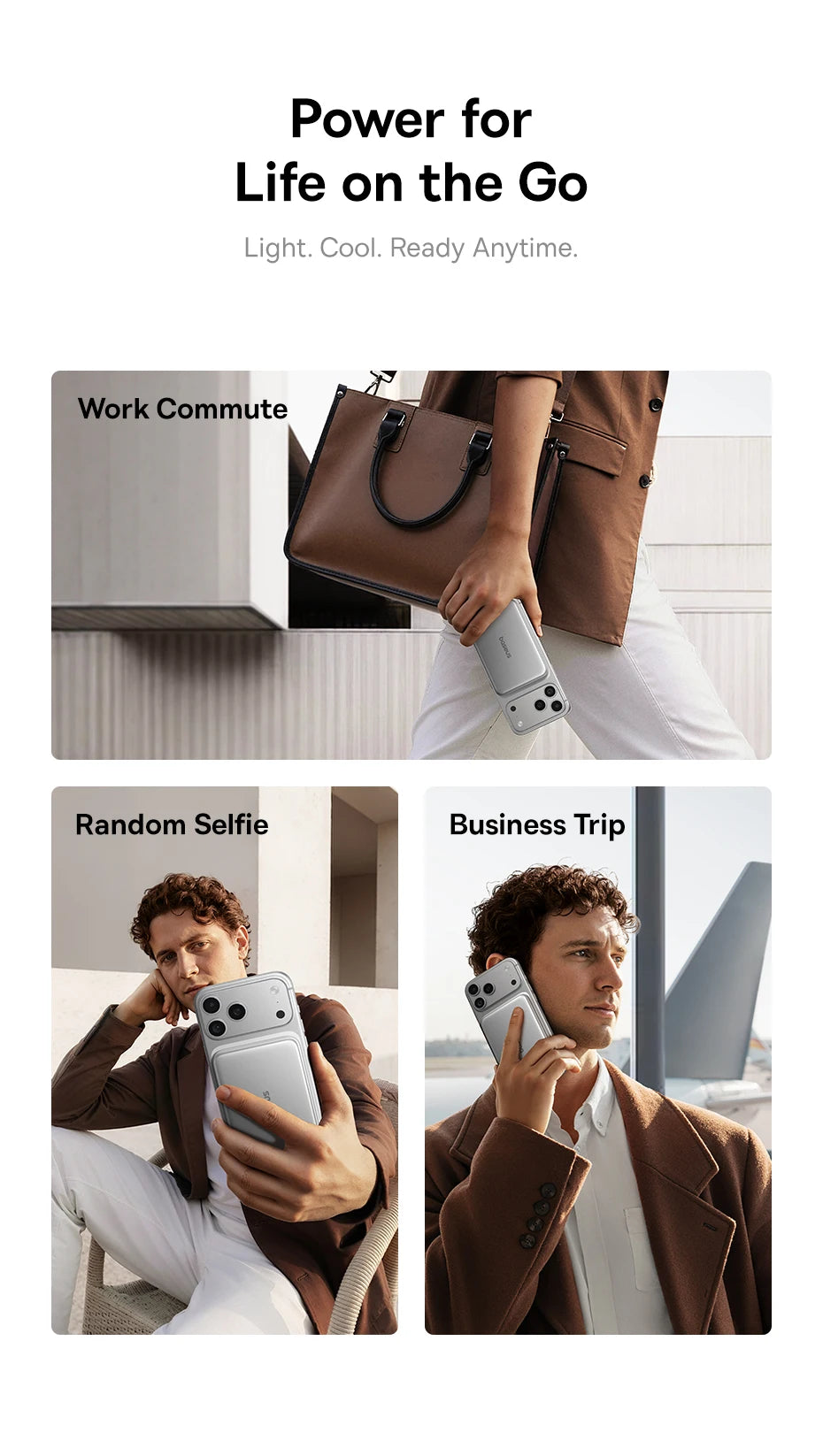 Baseus Qi2.2 Magnetic Power Bank 30W USB-C & 25W Wireless Charging 10000mAh Card-Slim NFC Battery Monitoring for iPhone Samsung