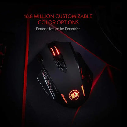 Redragon M913 Gaming 16000 DPI Wired 2.4Ghz Wireless RGB Optical Gamer Mice 16 Programmable Buttons, Black/White Mouse