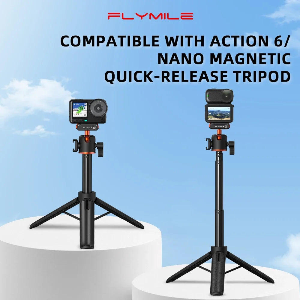 Flymile Action 6 Extendable Tripod Selfie Stick With Quick-release Base for DJI OSMO Action 6 Accessories Vlog Handle
