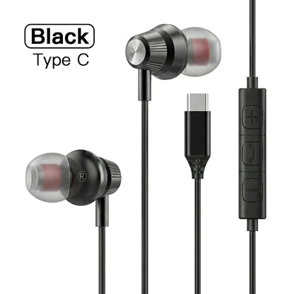 USB Type C Wired Earphones HiFi Stereo Surround 3.5mm in Ear Wired Headphones For Samsung Galaxy S26 S25 S24 Ultra Wired Earbuds
