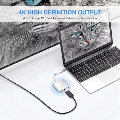 3-in-1 USB C Hub 100W Power Delivery USB 3.0 with 4K HDMI-Compatible for MacBook  Chromebook Steam Deck - Stable HUB Adapter
