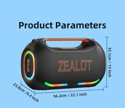 ZEALOT ZE41 250W Bluetooth Subwoofer | 48000mAh Long-Lasting Battery, RGB Lights, OTG Recording, Smart APP Control