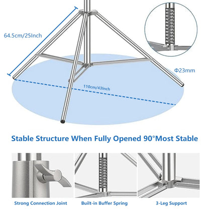 2/2.9M Tripod Super Stable Big Tripod Foldable Light Stand Lifting Frame Wheels Photography Softbox Photo Studio Stainless Steel