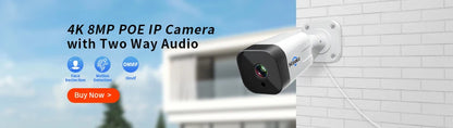 Hiseeu 5MP Audio IP Security Surveillance Camera POE H.265 Outdoor Waterproof IP66 CCTV Camera P2P Video Home for POE NVR